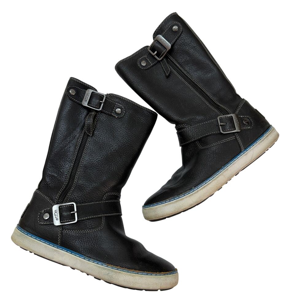 UGG Gray Mid Calf Andra Leather Boots 8